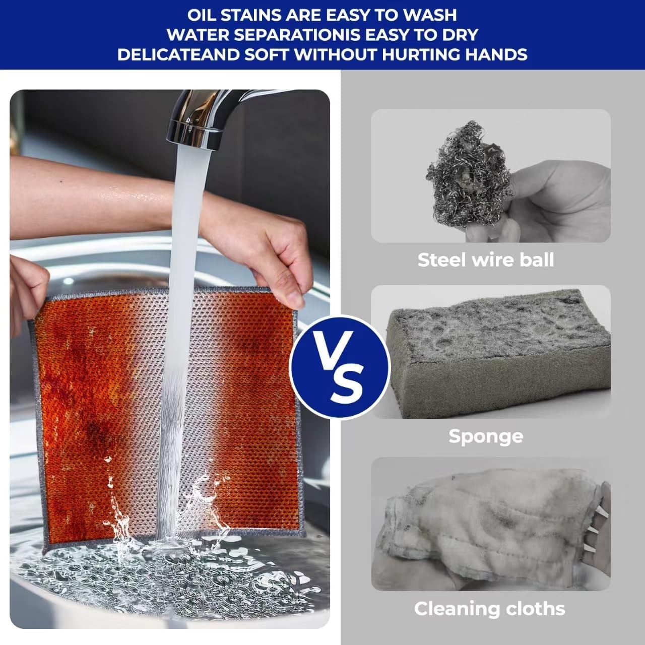12PK 3-Layer Non-Scratch Wire Dishcloths, 7.87 x 7.87 in | metal scrubber,wet &