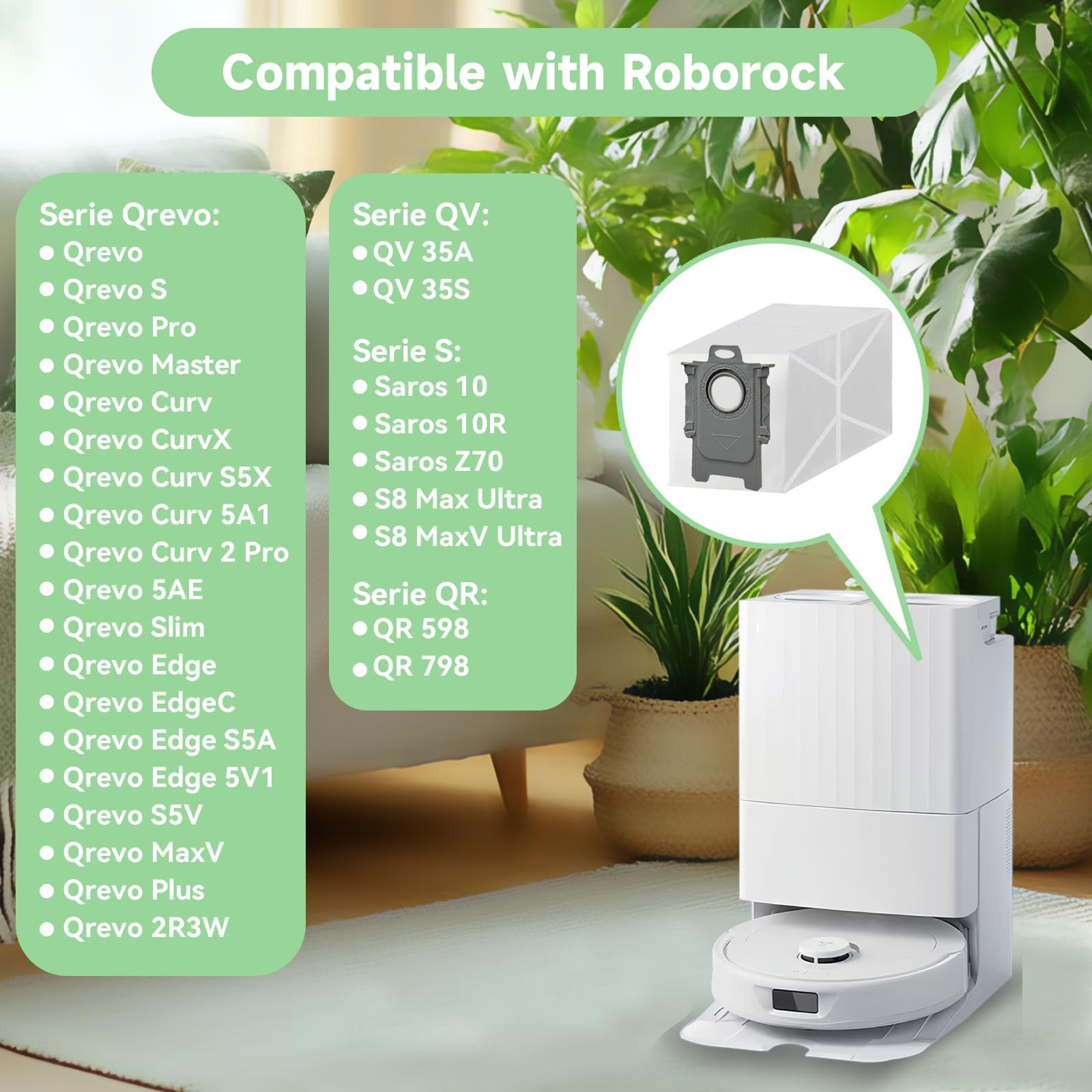 WAIKAS 20-Pack Vacuum Bags for Roborock Qrevo S Pro, Saros & Qrevo Series