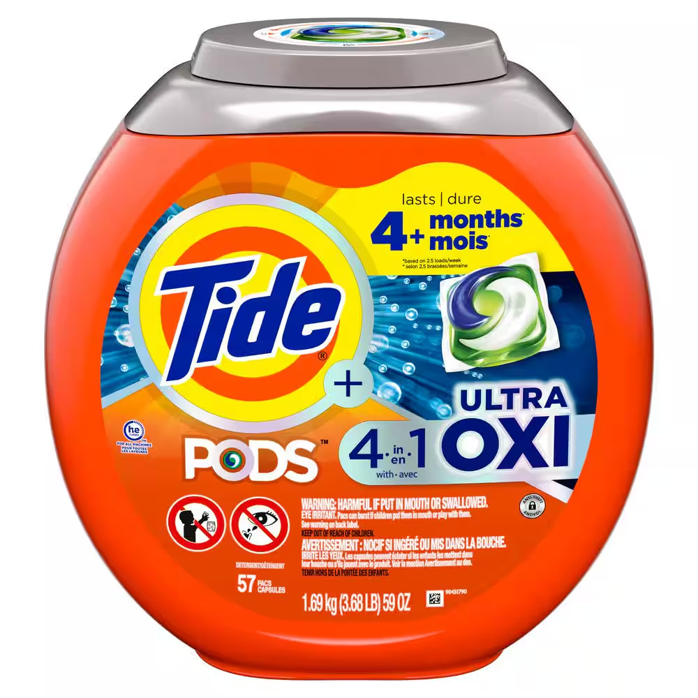 4 in 1 Ultra Oxi Laundry Detergent Pods, 57-Count