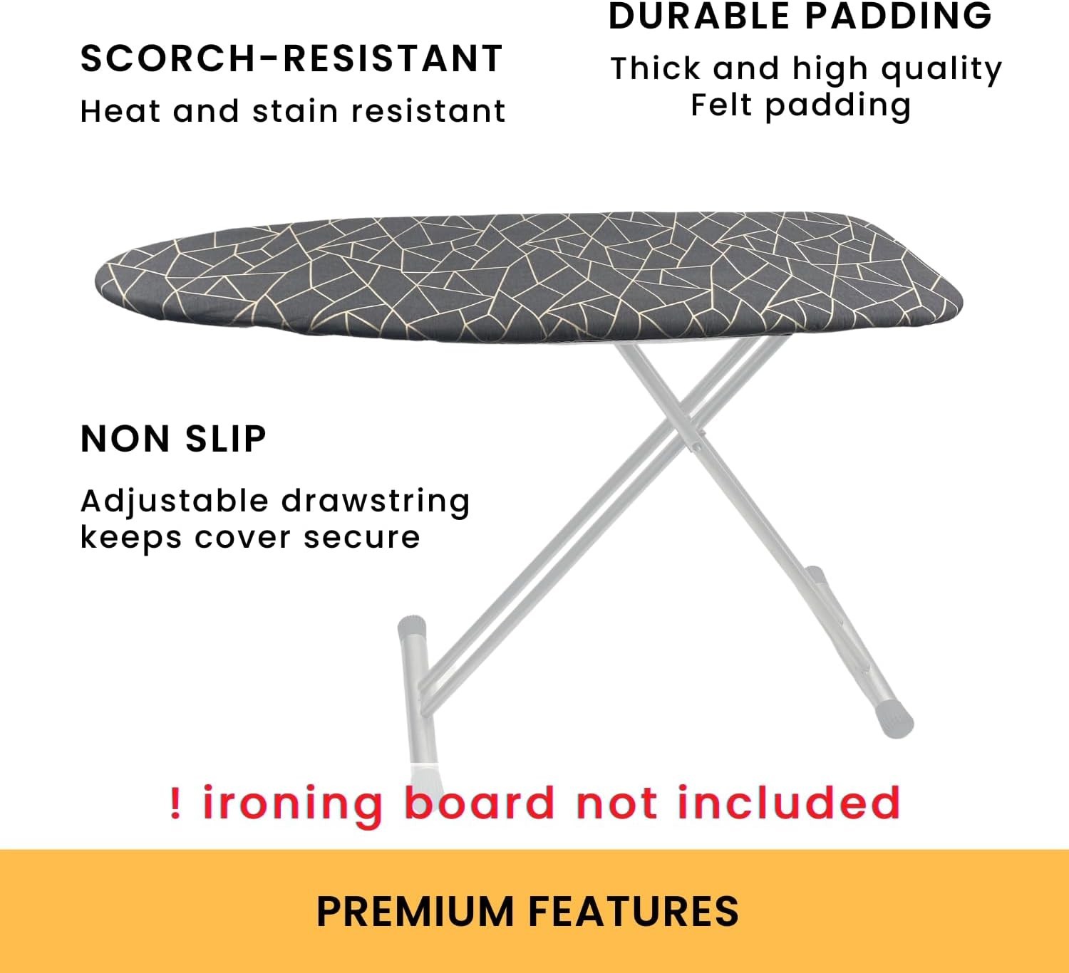 Ironing Board Cover and Pad Standard Size 15×54 inch Extra Heavy Duty Thick P…