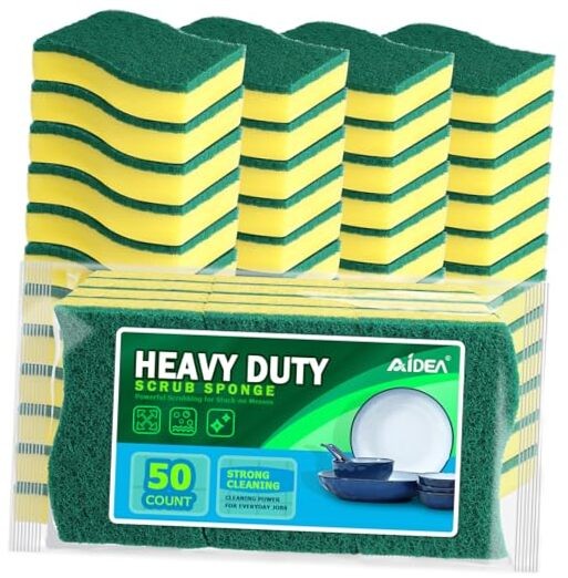 Sponges Kitchen, 50 Pack Heavy Duty Dish Sponge, Cleaning Dish 50.0 S shape