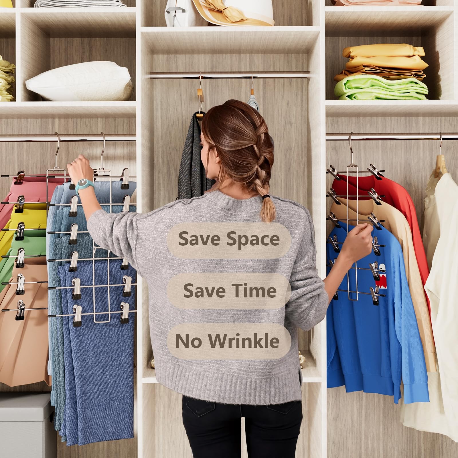 Hangerspants & Skirt Hangers Space Saving Hanging Closet Organizer And Storage