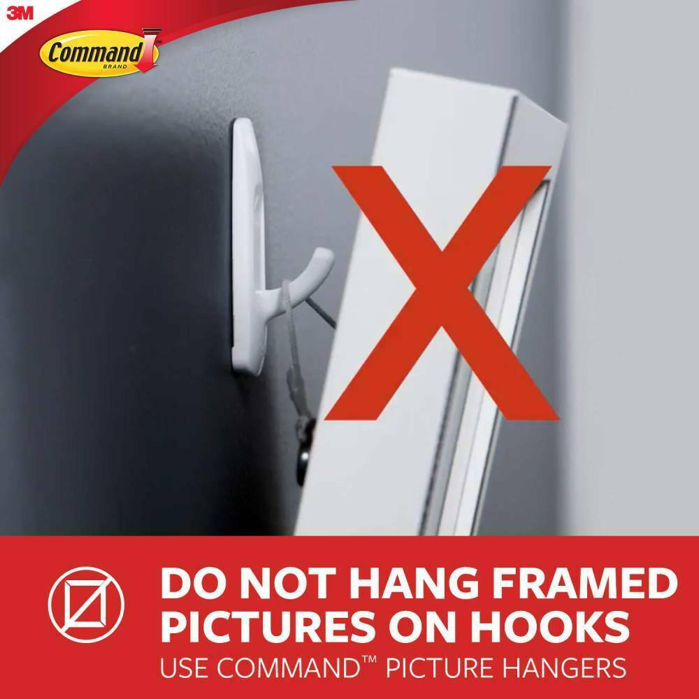 3 Packs 3M Command 2 Medium Clear Hooks & 4 Adhesive Strips Per Pack Max 2 lb