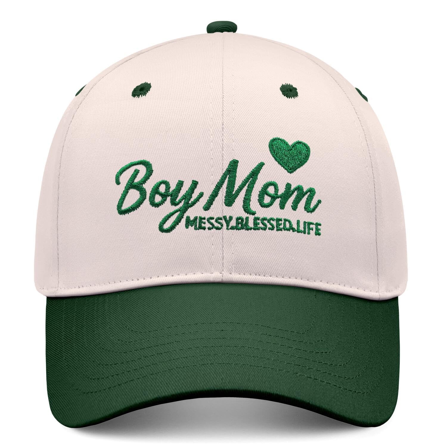 Stitchverse Boy Mom Adjustable Embroidered Baseball One Size, White/Green