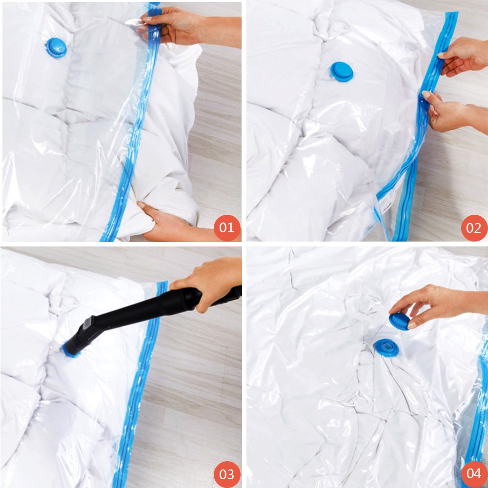 1/10 Pack Reusable Vacuum Storage Bags Space Saver for Clothes Blankets S/L/XL