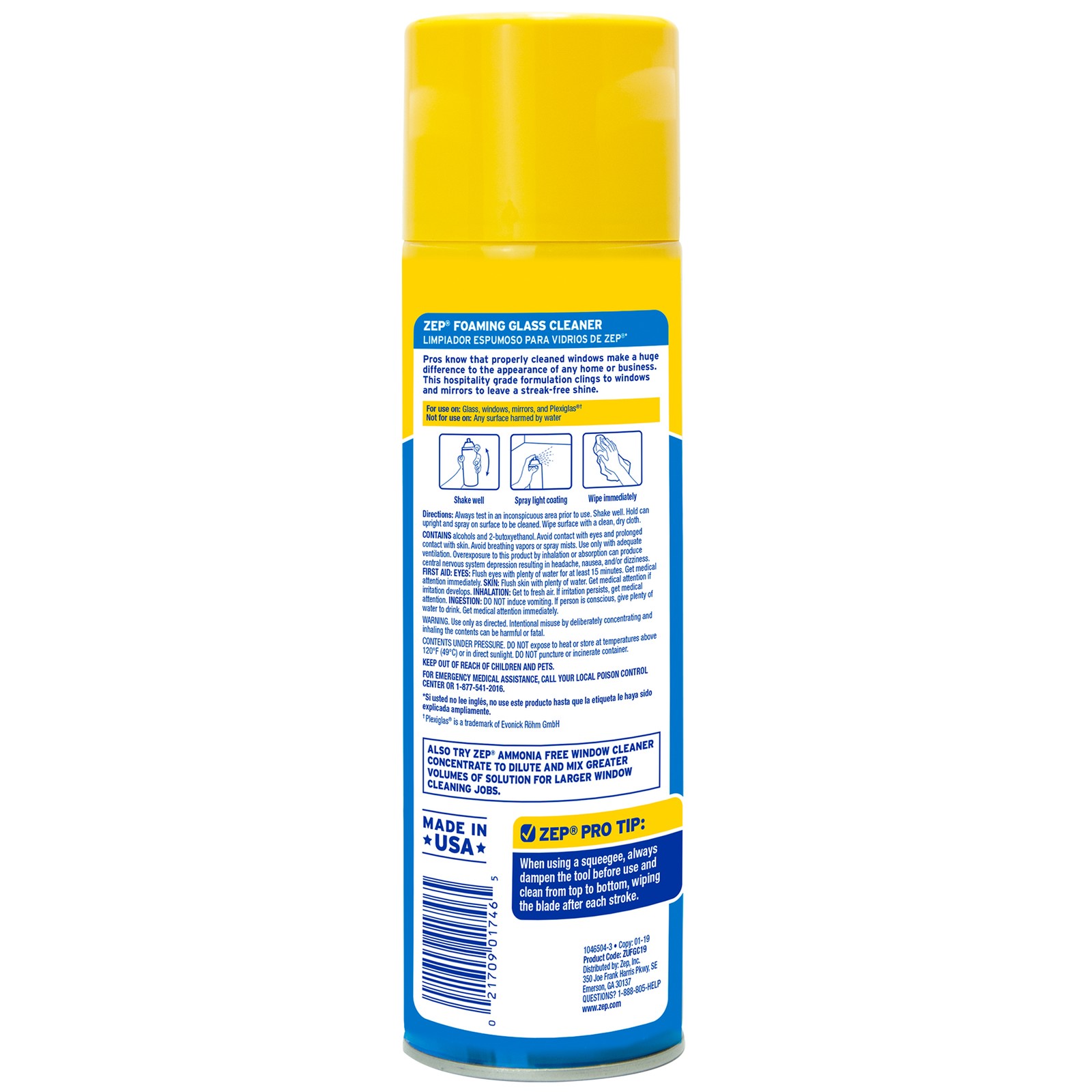 Zep Foaming Glass Cleaner – 19 oz (Case of 12) ZUFGC19