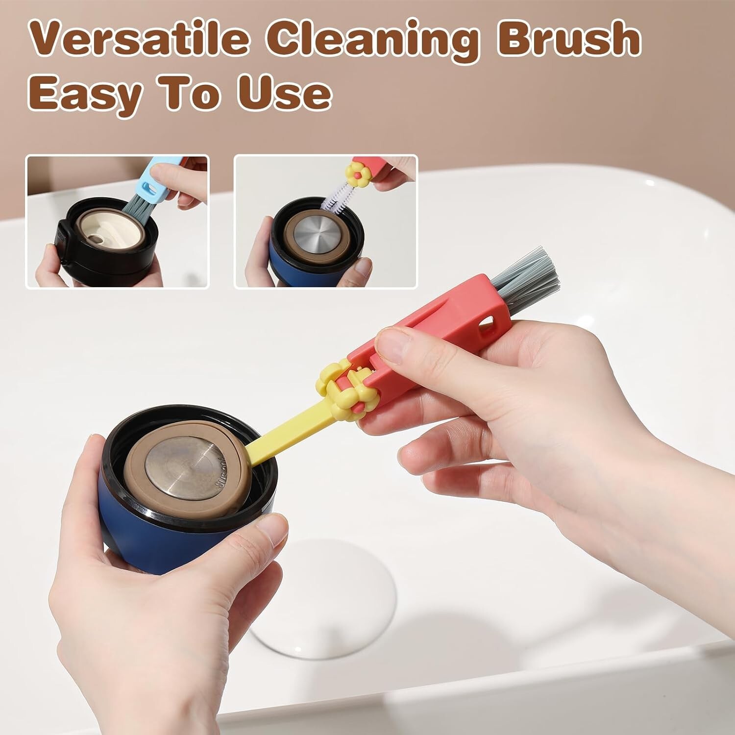 3 in 1 Cup Lid Cleaning Brush, 3 Pack Multifunctional Crevice Gap Cleaner Brush