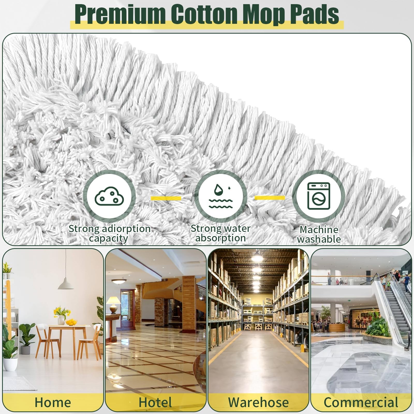 24 Inch Commercial Dust Mop Heavy Duty, Dry Wet Dust Broom