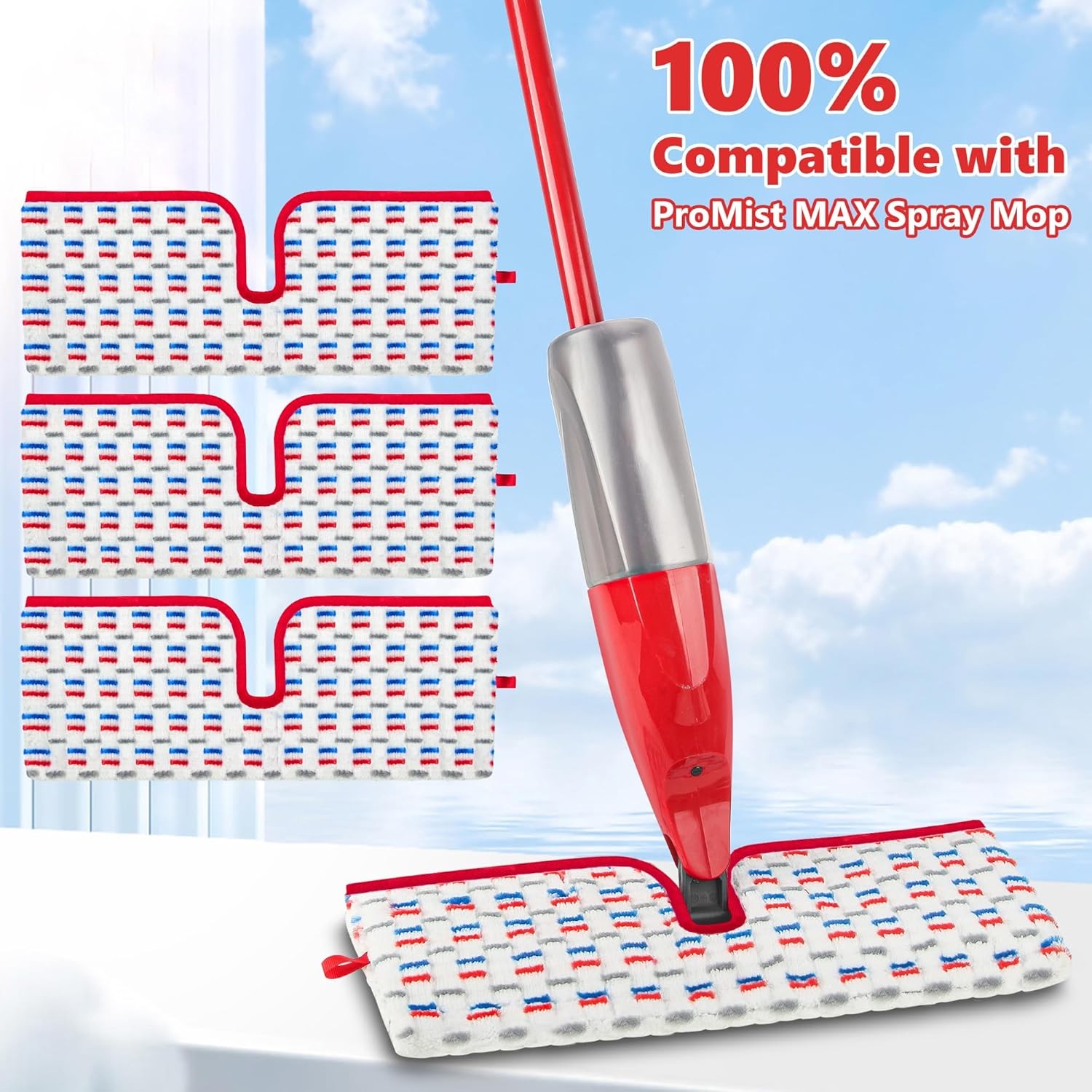 Microfiber Mop Pads 3 Pack Compatible O-Cedar Promist MAX Spray Mop