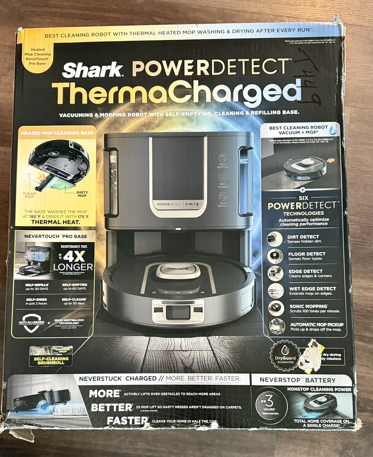 Shark PowerDetect ThermaCharged Robot Vacuum & Mop RV2920XE NeverTouch Pro NEW