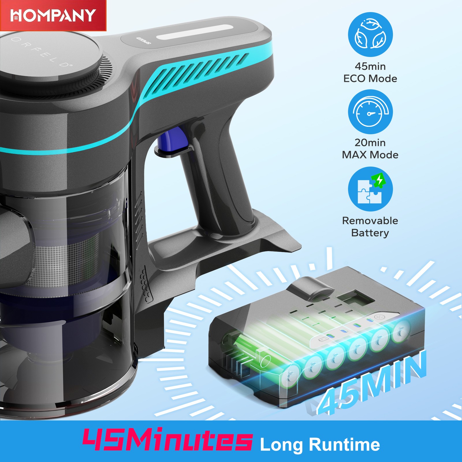50Kpa Cordless Vacuum Cleaner 8-in-1 50min Stick Lightweigh Rechargeble Home