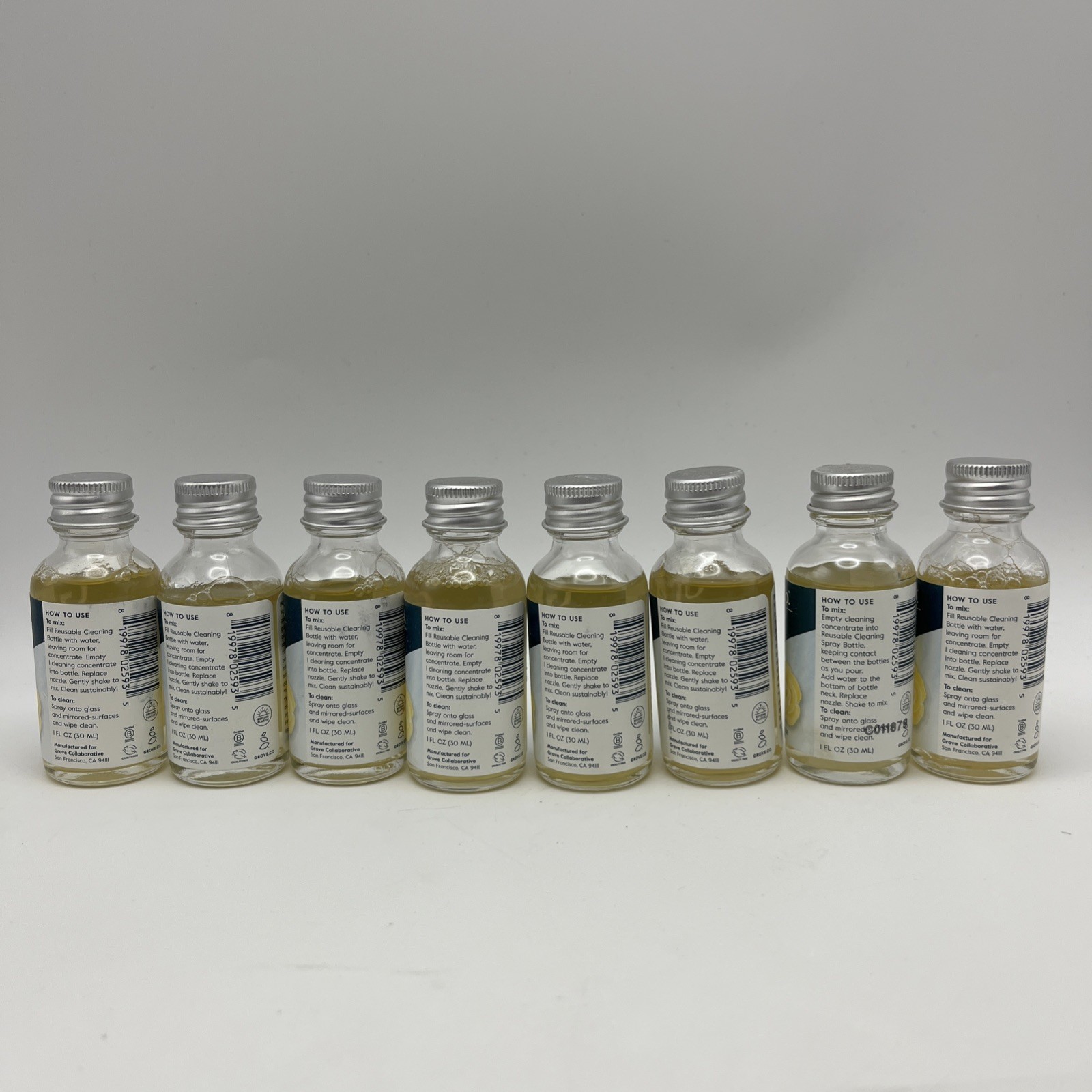 8 Pack – Grove Co. Glass Cleaner Concentrate, Citron & White Rose, 1 fl oz