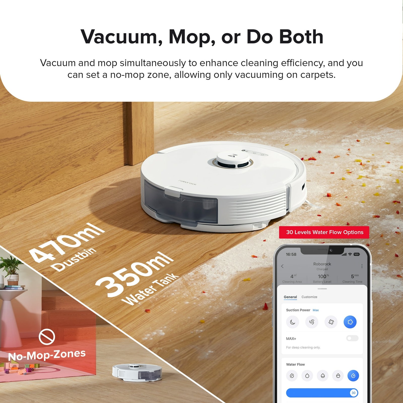 ROBOROCK Q8 MAX ROBOT VACUUM AND MOP WITH OBSTACLE AVOIDANCE, 5500PA – WHITE