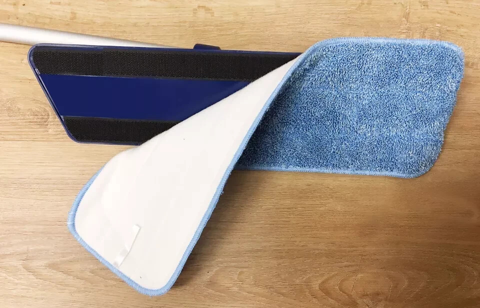 2 pack 50″ Blue Microfiber Mop wet Pads Refill 5×50″ removable velco pad