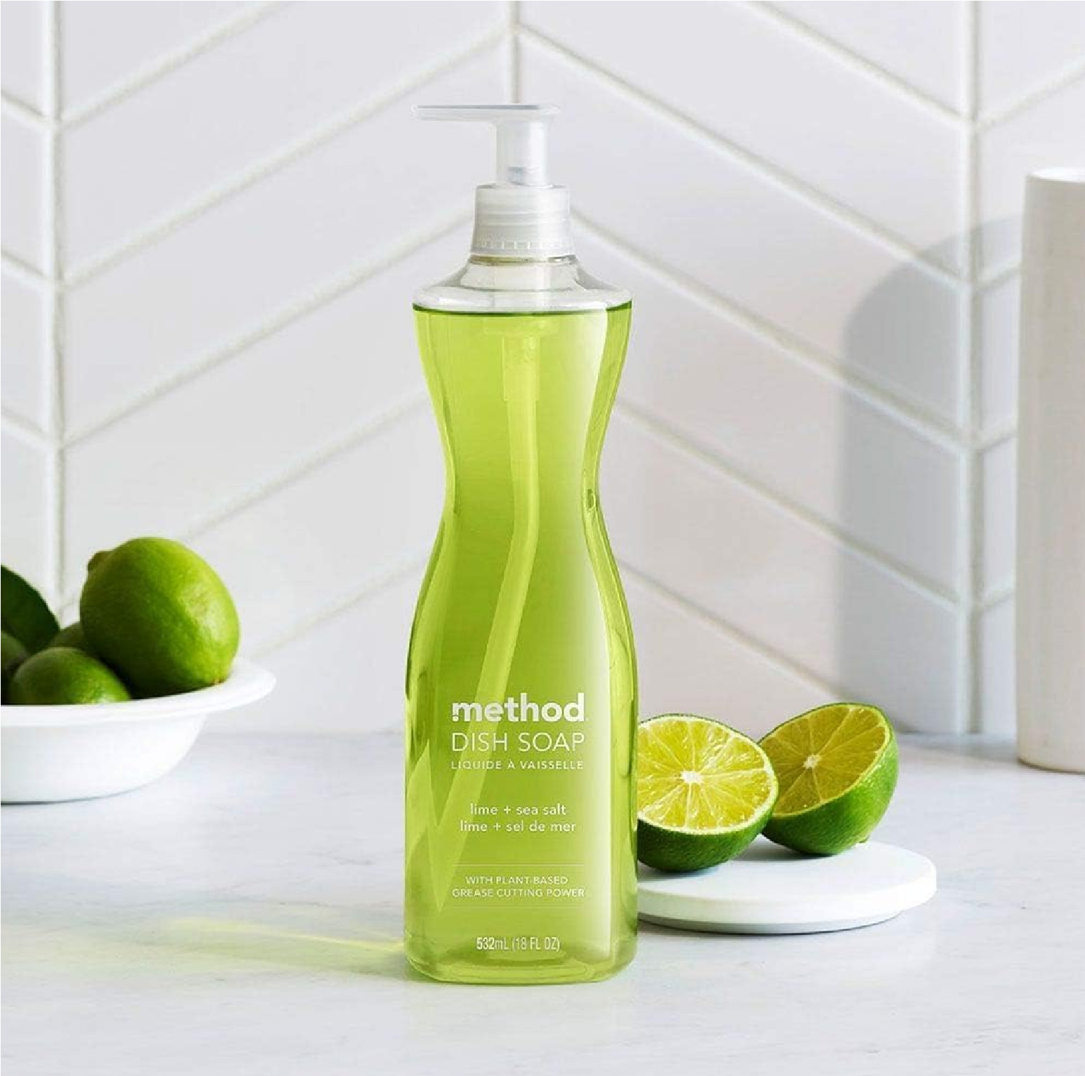 Method Dish Soap, Lime + Sea Salt, Tough on Grease, 18 Fl Oz (Pack of 1)