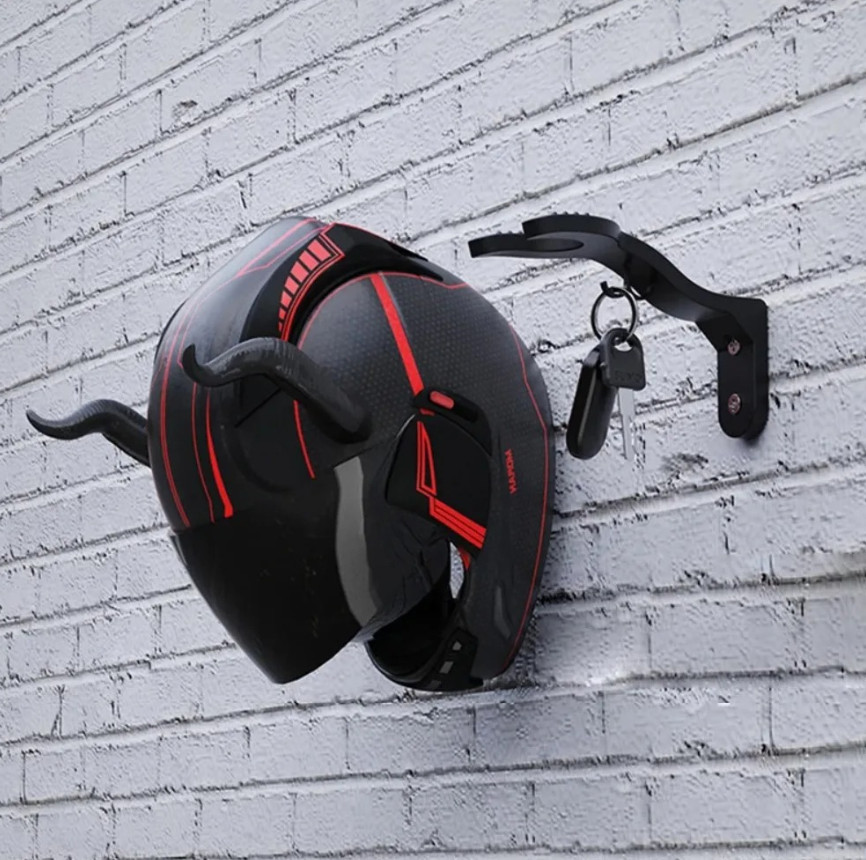 1pc Black Wall Mounted Helmet Hook Rack Heavy Duty Multipurpose Holder – NEW
