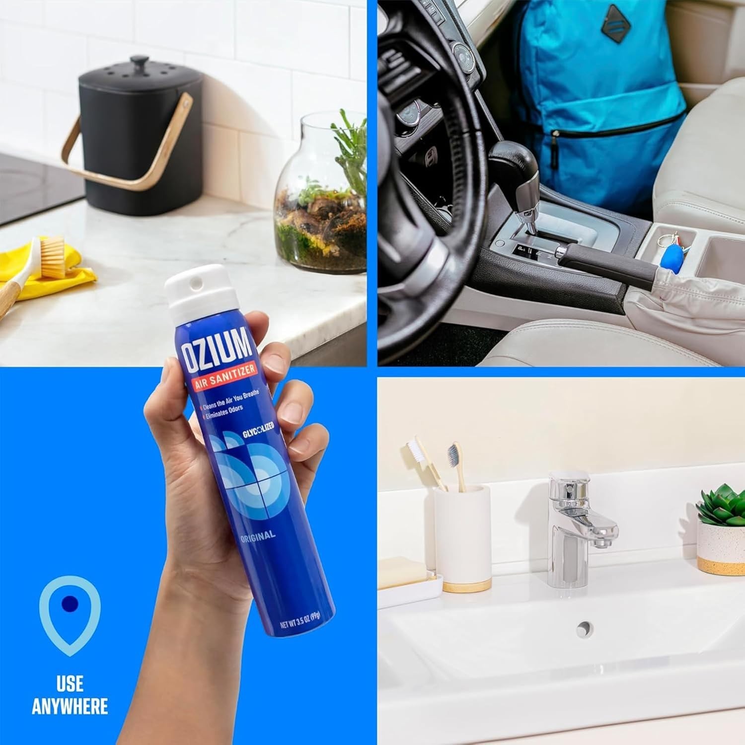 Ozium Air Sanitizer & Odor Eliminator for Homes, Cars, Offices 3.5oz Each Lot