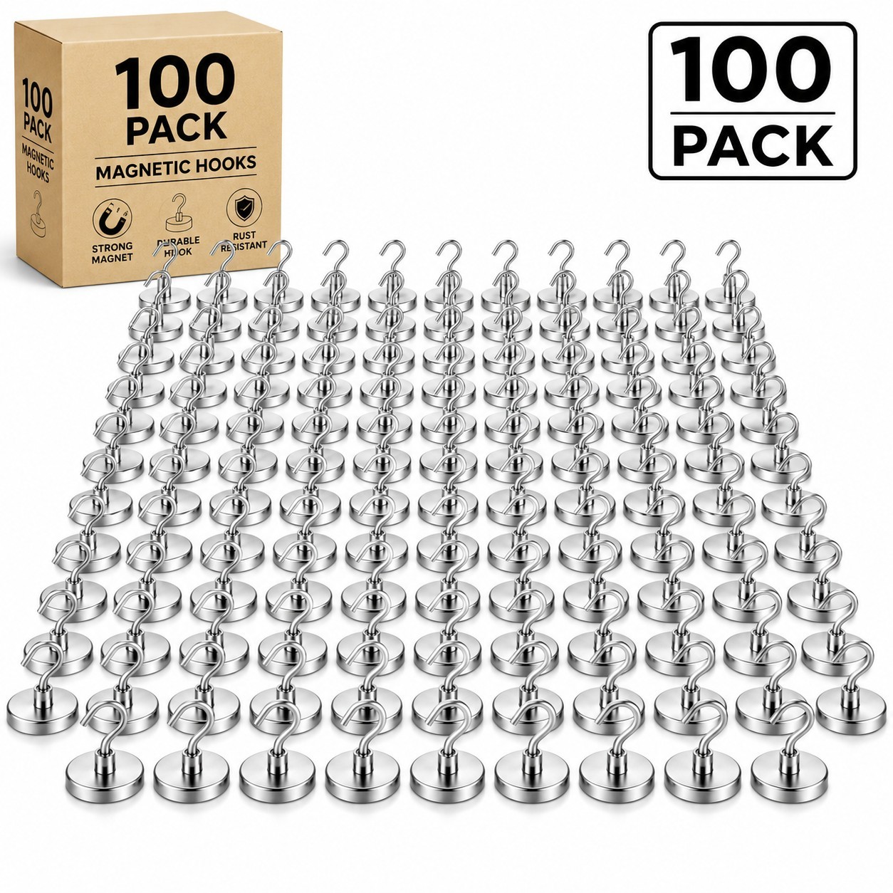 100 Pack Dia Strong Magnetic Hook Hanger N52 Neodymium Clamping Magnet Hooks USA