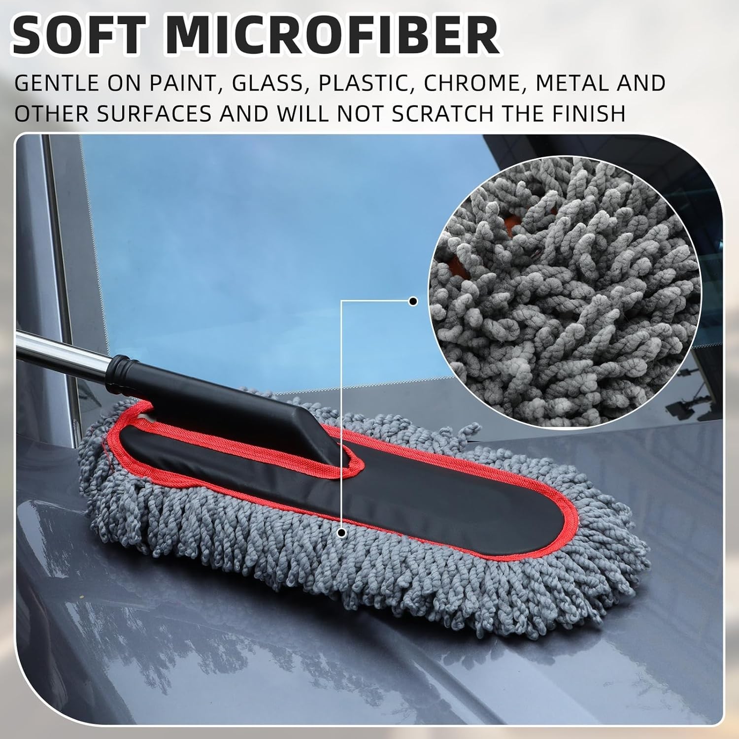 Car Duster Microfiber 2 Pack Extendable Handle Scratch Free Dust Brush Kit
