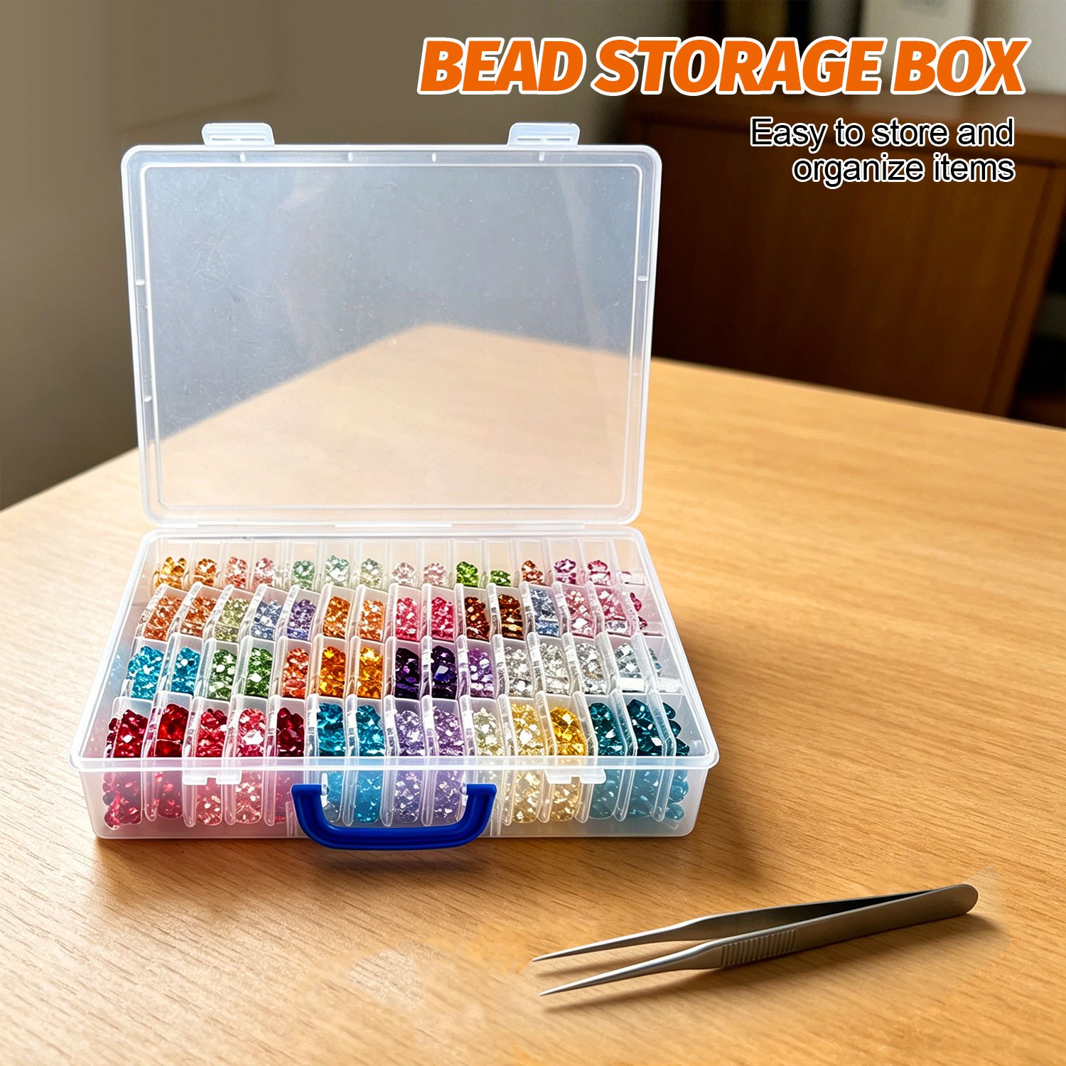 60Grid Clear Jewelry Box Plastic Bead Storage Craft Container Earrings Organizer