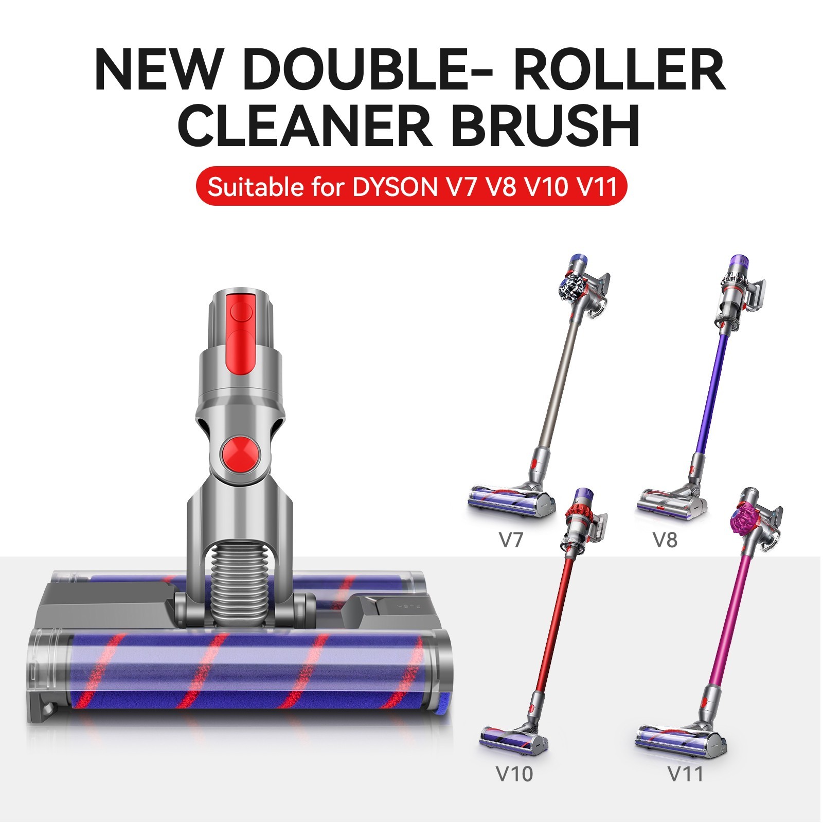 Soft Roller Brush Head for Dyson V7 V8 V10 V11 V15 Vacuum Cleaner with LED Light