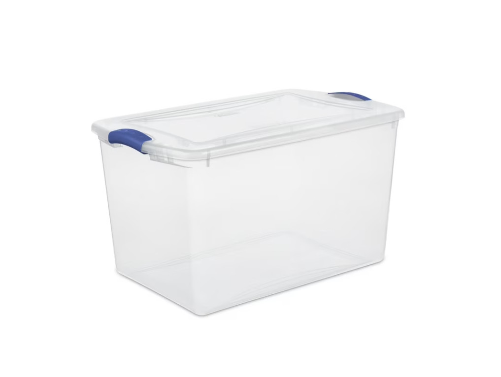 (4 pack) Sterilite 66 Quart Large Latching Storage Bin, Clear Plastic Storage