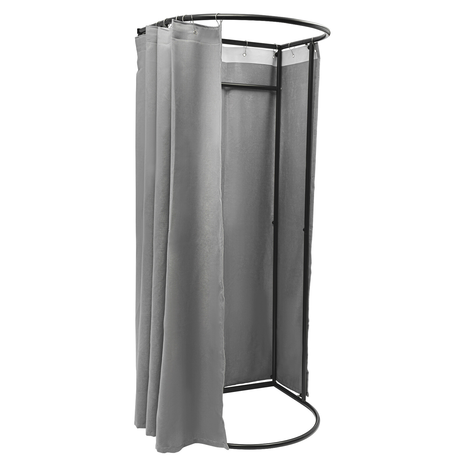 Fitting Room with Grey Shading Curtain, Portable Clothing Store Dressing Room