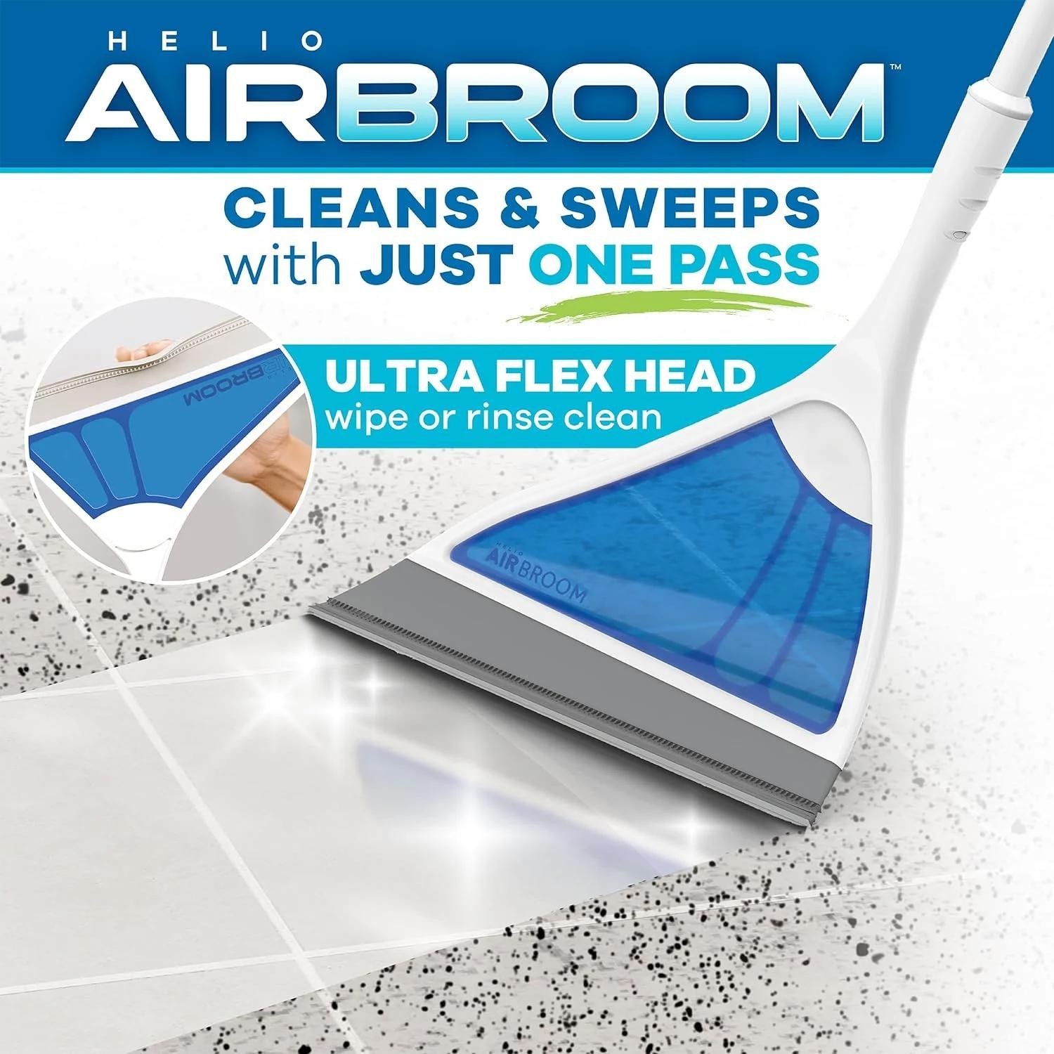 Helio Air Broom, All Surface Lightweight Silicone Broom, Squeegee, New …..