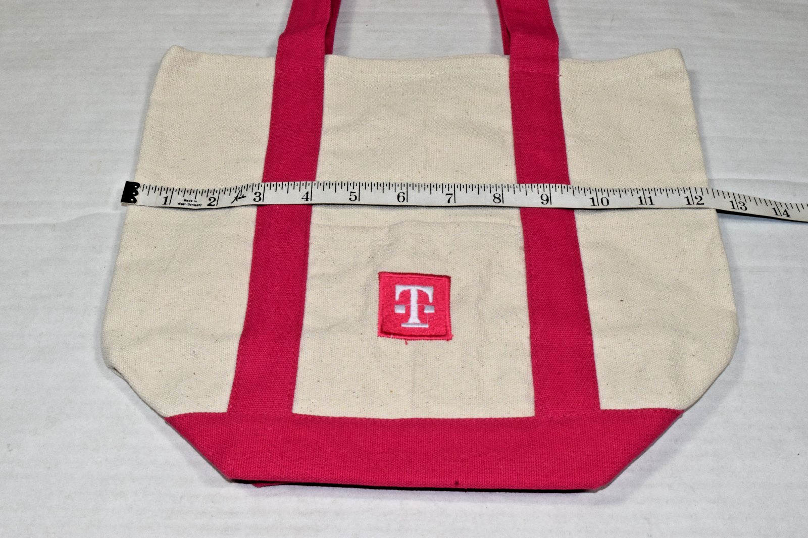 T-Mobile Mini Canvas Tote Bags Set of 2 Beige Magenta 12.5 x 10.5 In NWOT