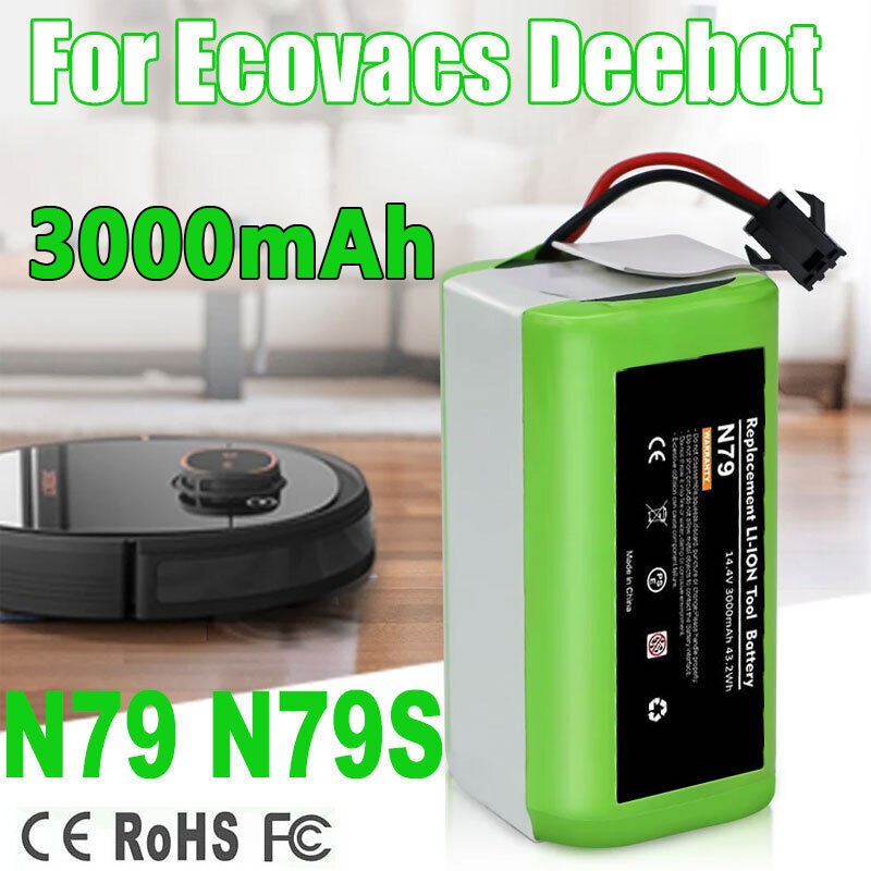 3000mAh Vacuum cleaner Battery For Ecovacs Deebot N79 N79S DN622 500 600 601 661