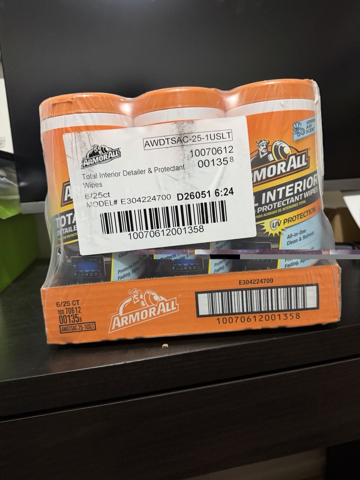 6 Count Armor All Total Interior Detailer And Protectant Wipes 25 Count Canister