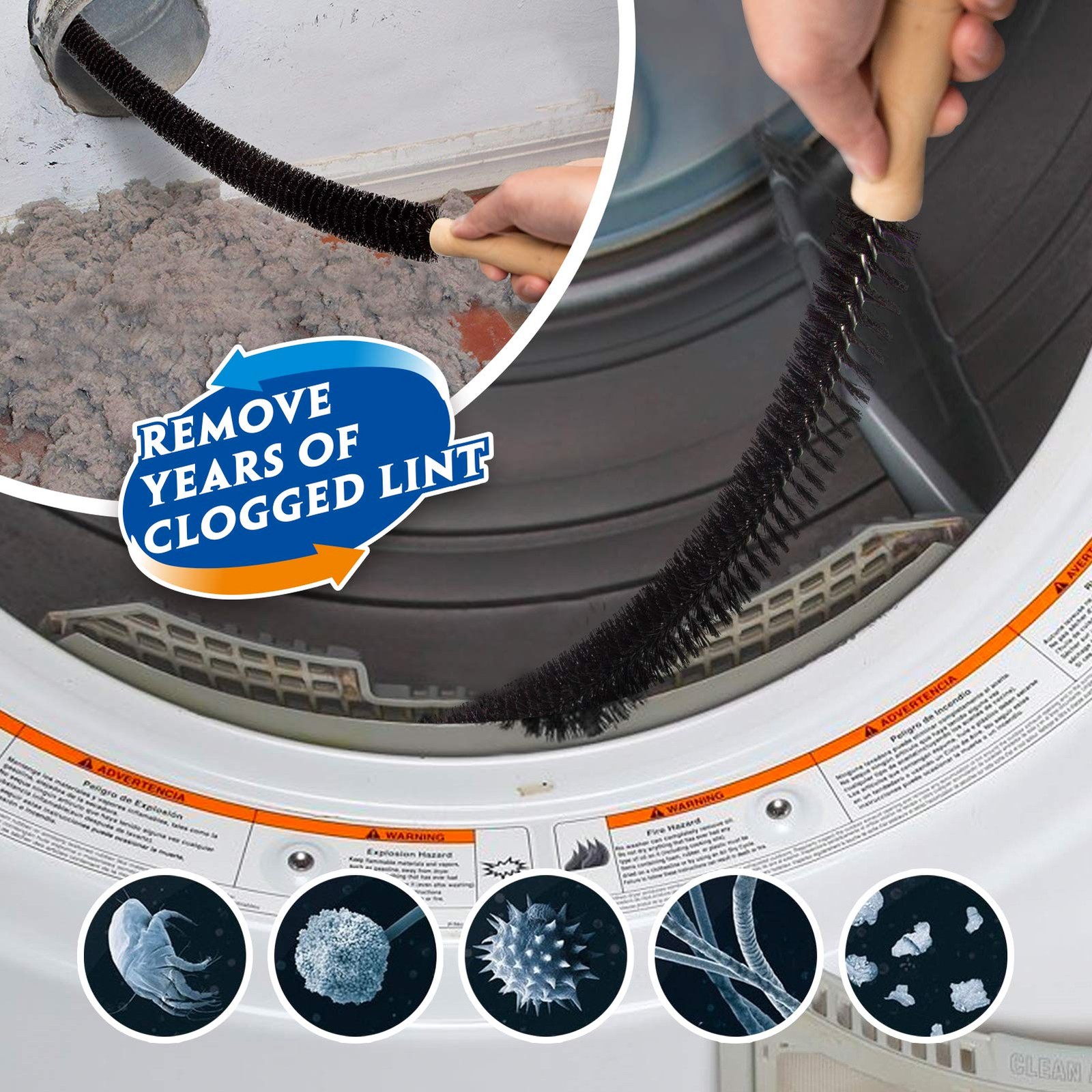 Holikme 2 Pieces Dryer Vent Cleaner Kit, Lint Vacuum Attachment Black