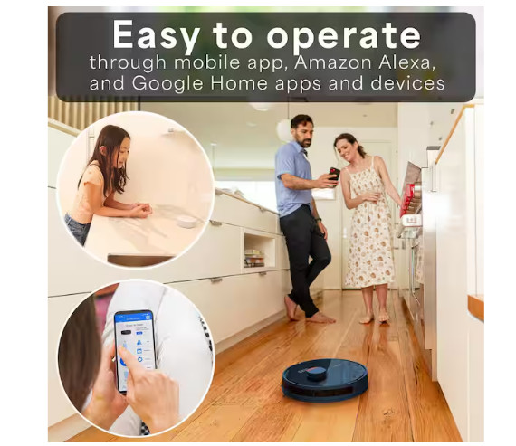 BObsweep Dustin Wi-Fi Connected Self-Emptying Robot Vacuum And Mop – Navy