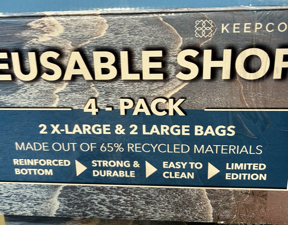 Florida Reusable Tote Bags 4Pack Set-Beach & 7 Mile Bridge-XL & L NEW