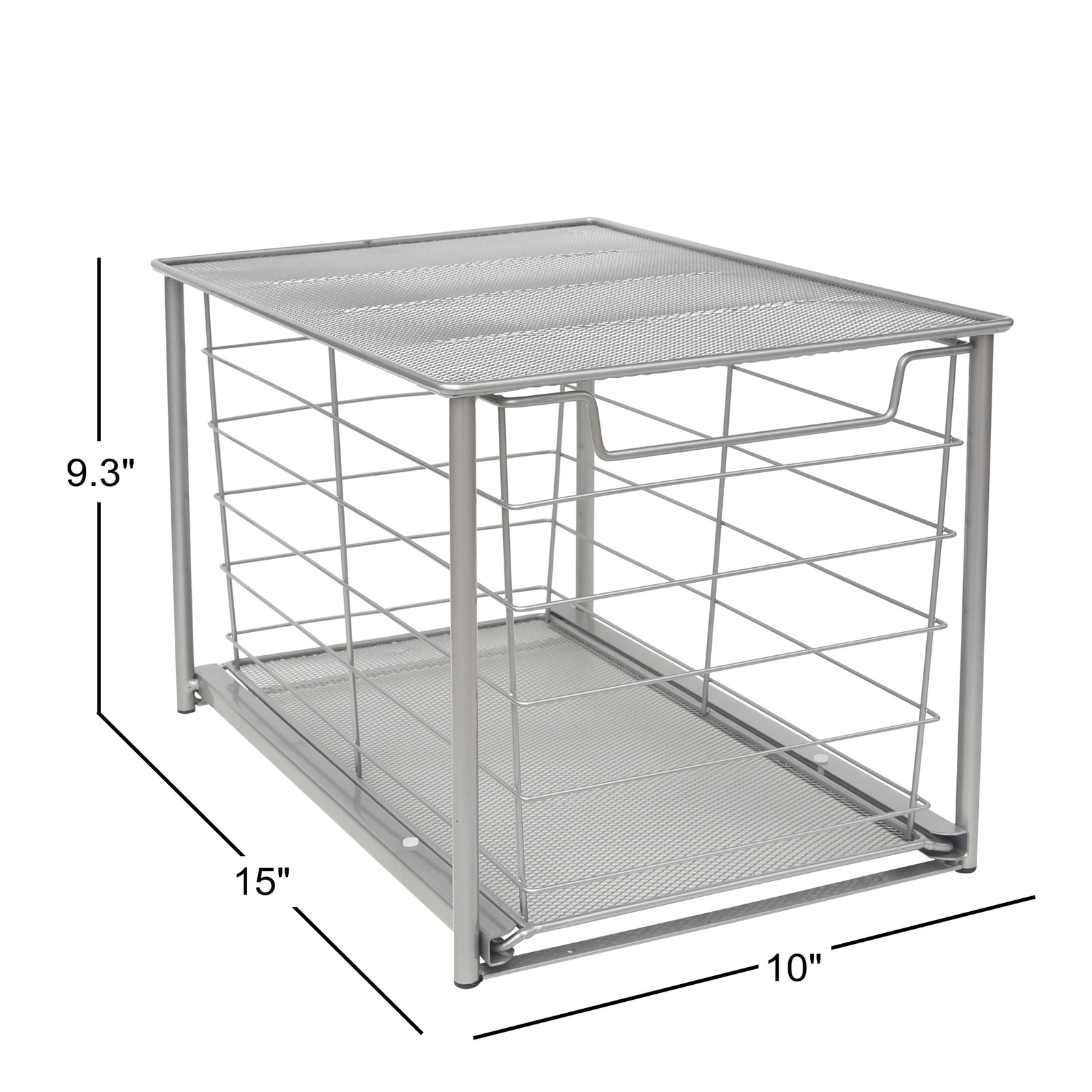 Large Stackable Slide-Out Drawer Organizer, Satin Nickel, 15″ x 10 ” X 9.3″