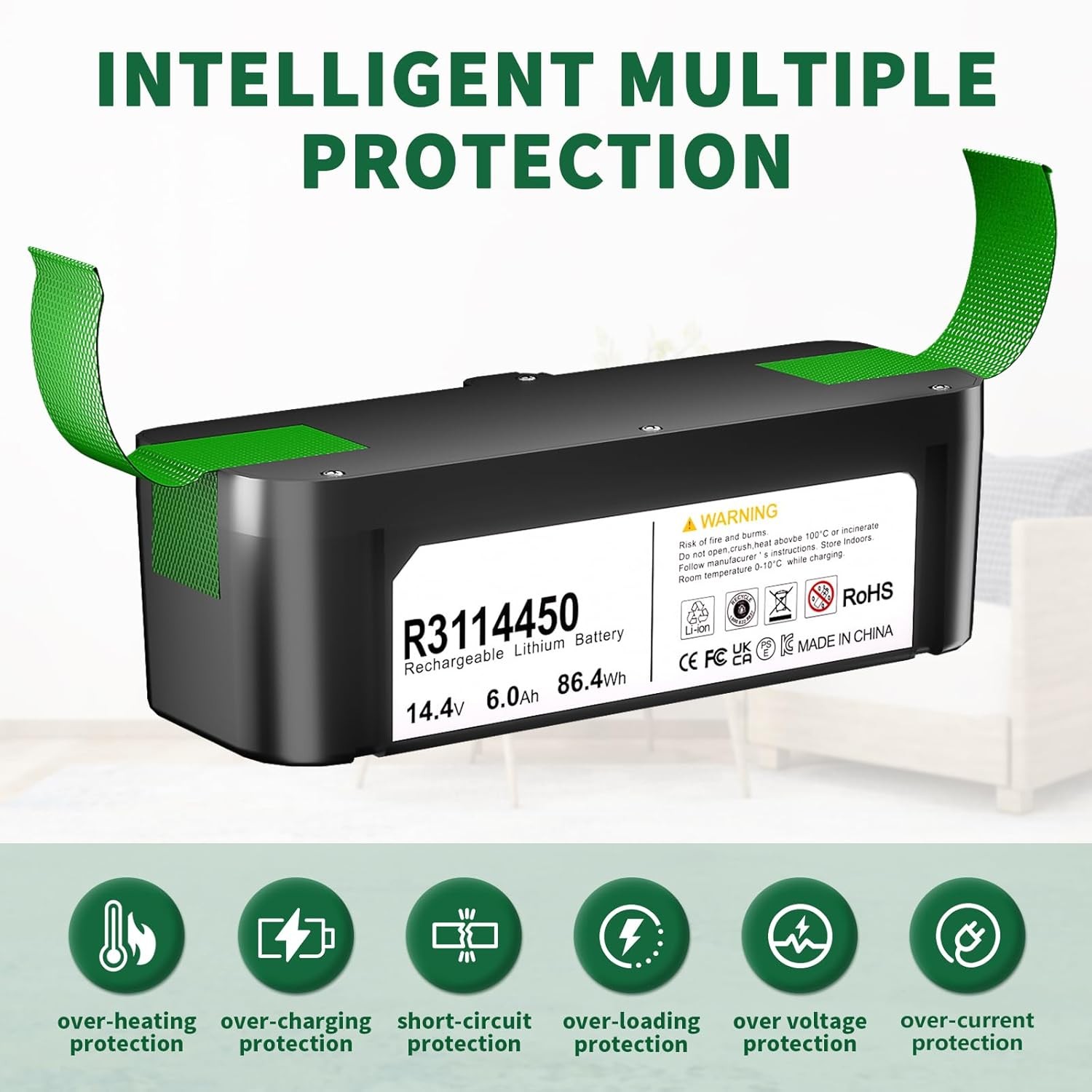 14.4V 6.0Ah Li-ion Battery Pack For iRobot Roomba R3 500 600 700 800 900 Series