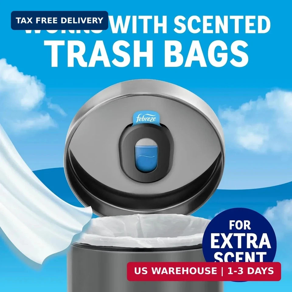Febreze Trash Odor Fighter, Trash Can Air Freshener, Stick-On Deodorizer for Gar