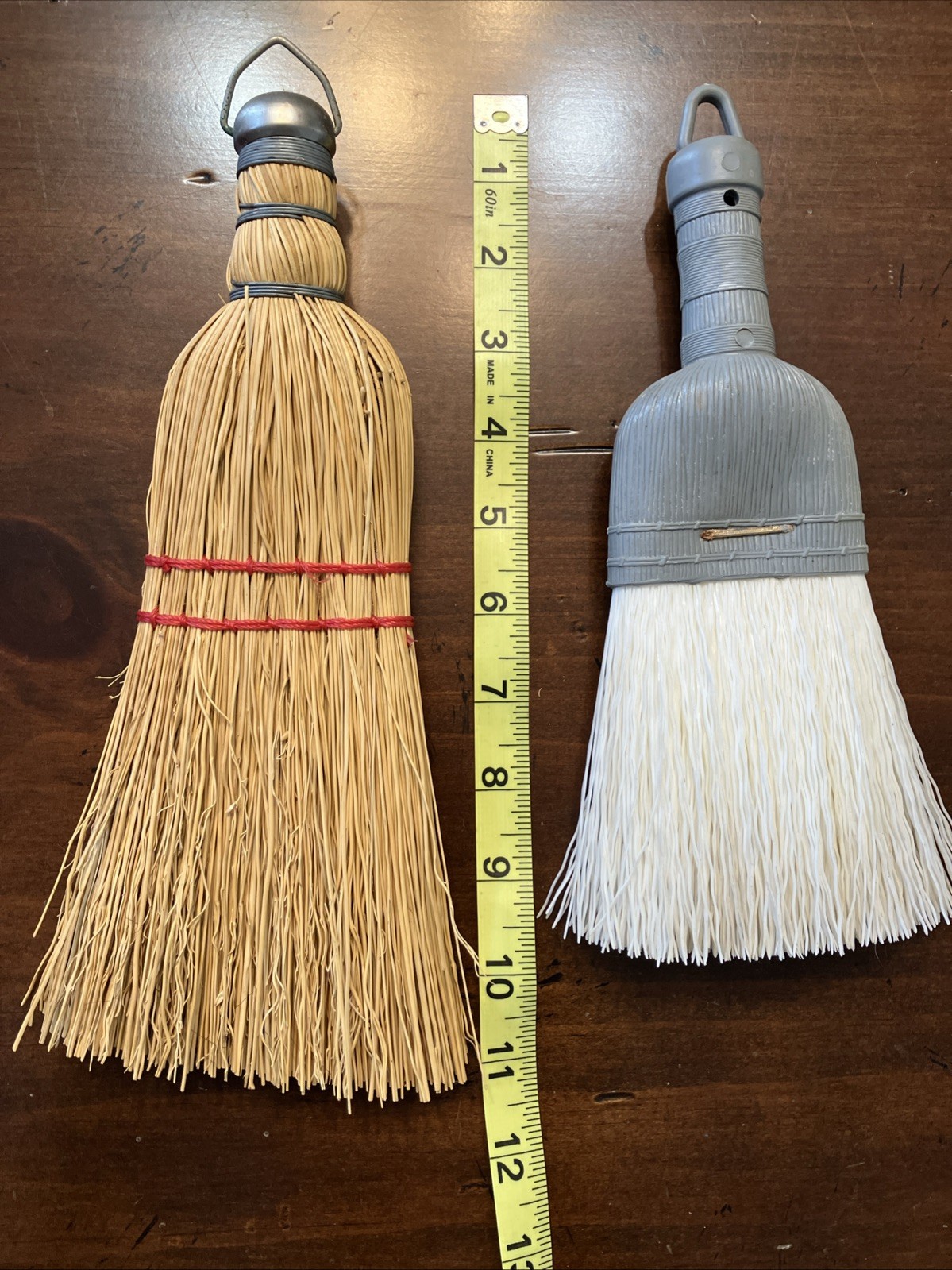 Handheld Whisk Broom Natural Fiber And Synthetic Vintage Cleaning Lot Of 2