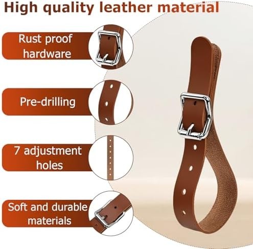 4PCS Wall Hanging Leather Axe Hangers,Adjustable Belt Buckle,Wall Mount Display