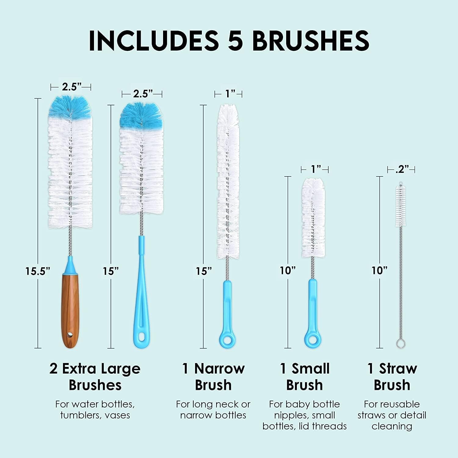 SET/5 Turbo Microfiber Bottle Brush Cleaner Pack