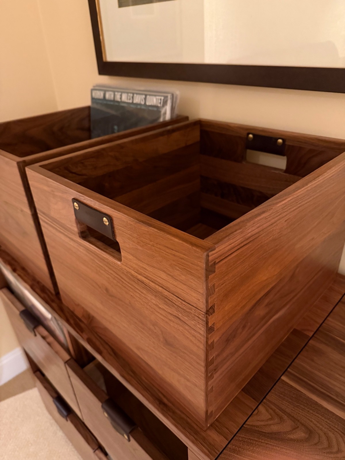 Record LP Crate, Storage Box, Solid Walnut, Dovetail Joinery, Symbol Audio