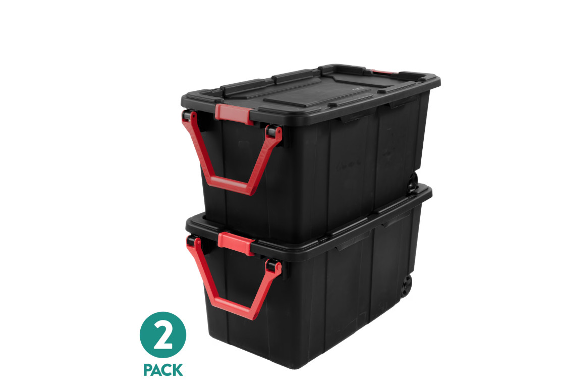 Sterilite Extra-Large Wheeled Industrial Storage Bin, 40 Gallon 2 Pack