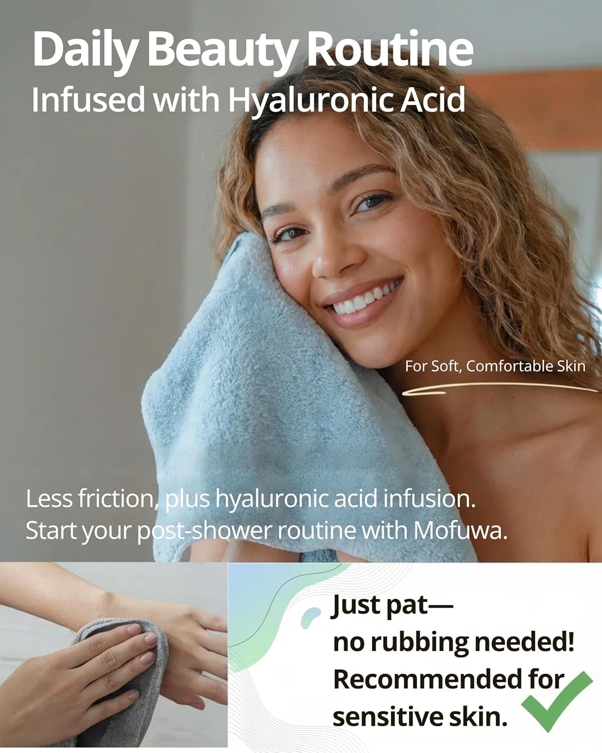 Microfiber Bath Towels Set, Compact Size 20 x 43 in, Hyaluronic Acid-Infused,