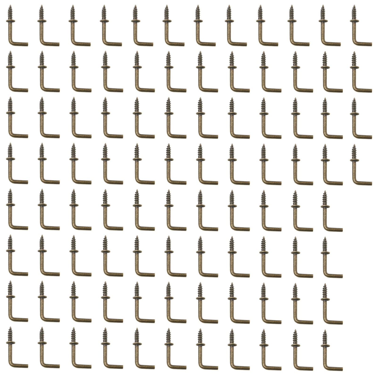100 PCS 1/2 Inch Bronze L Shape Right Angle Screw Hooks Hanging Hardware Fits