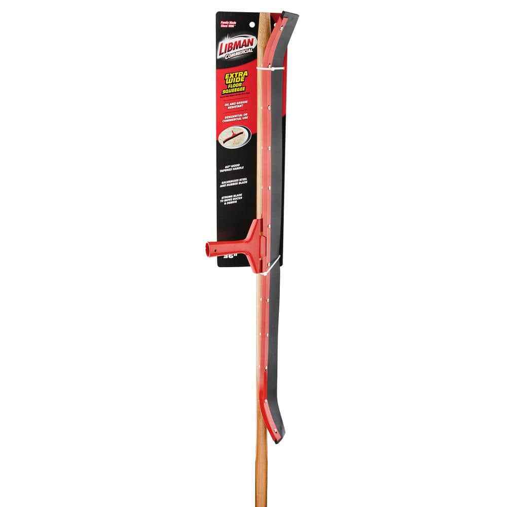 36 In. Curved Rubber Floor Squeegee with 60 In. Wood Handle
