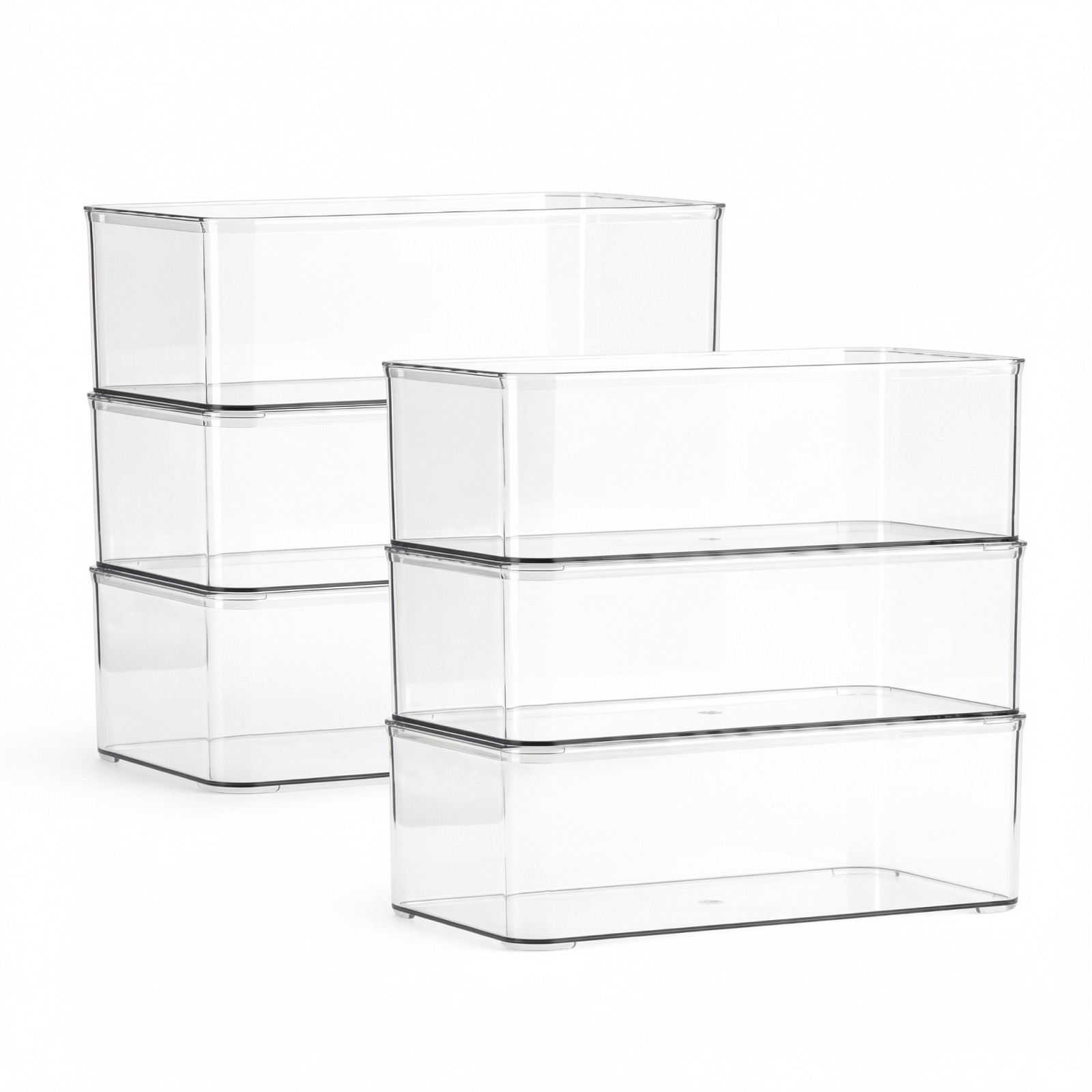 Clear Stackable Storage Bins 6-Pack – Modular Drawer Organizer for Desk Bathroom