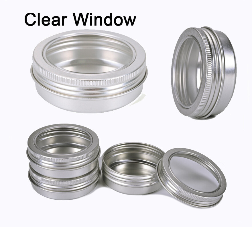 2oz Aluminum Tin Screw Top Round Metal Container With Lid,Storage Jar Travel can
