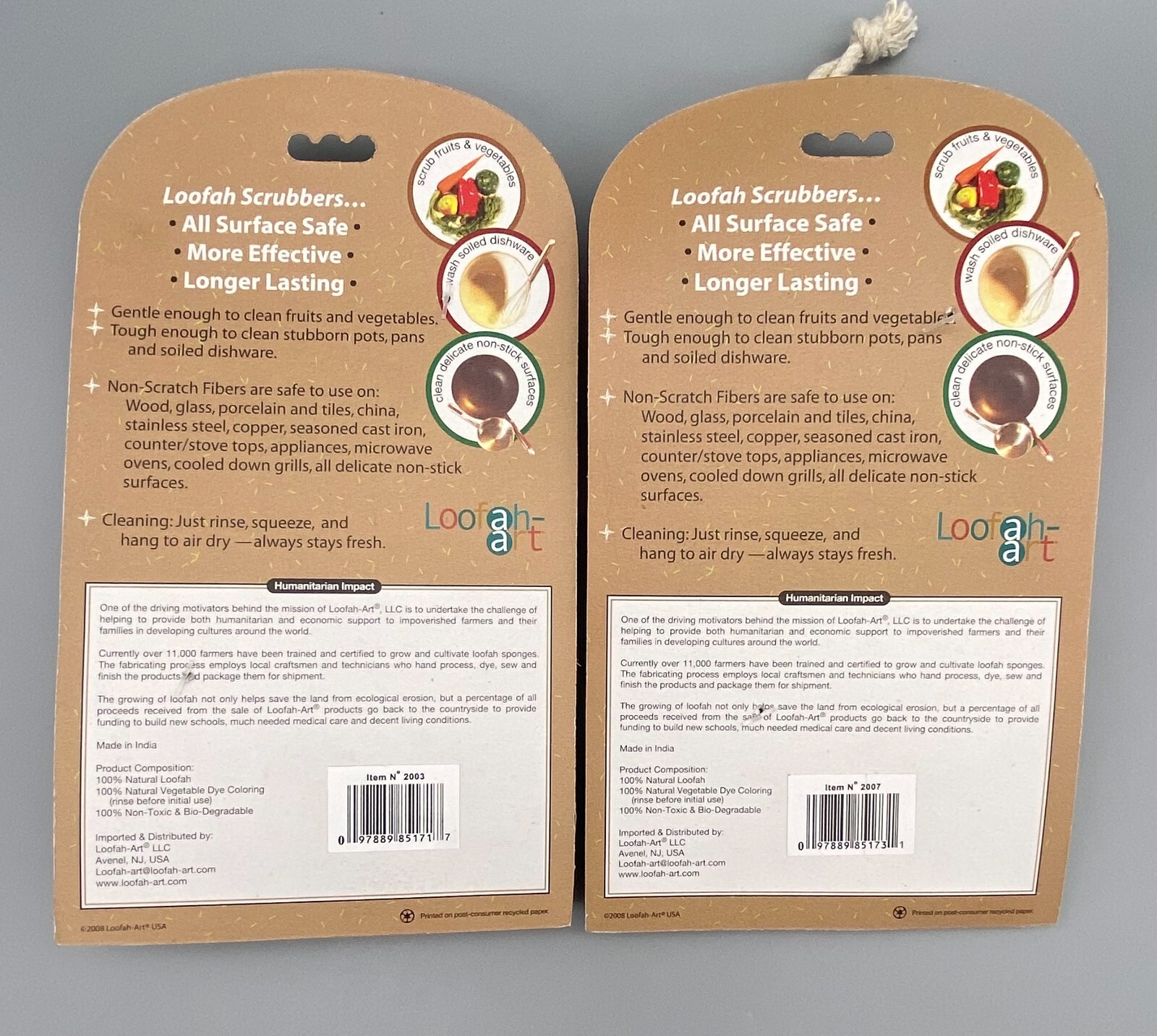 Loofah Kitchen Scrubber Pads set of 2 Eco-Friendly Bio-Degradable Natural CUTE