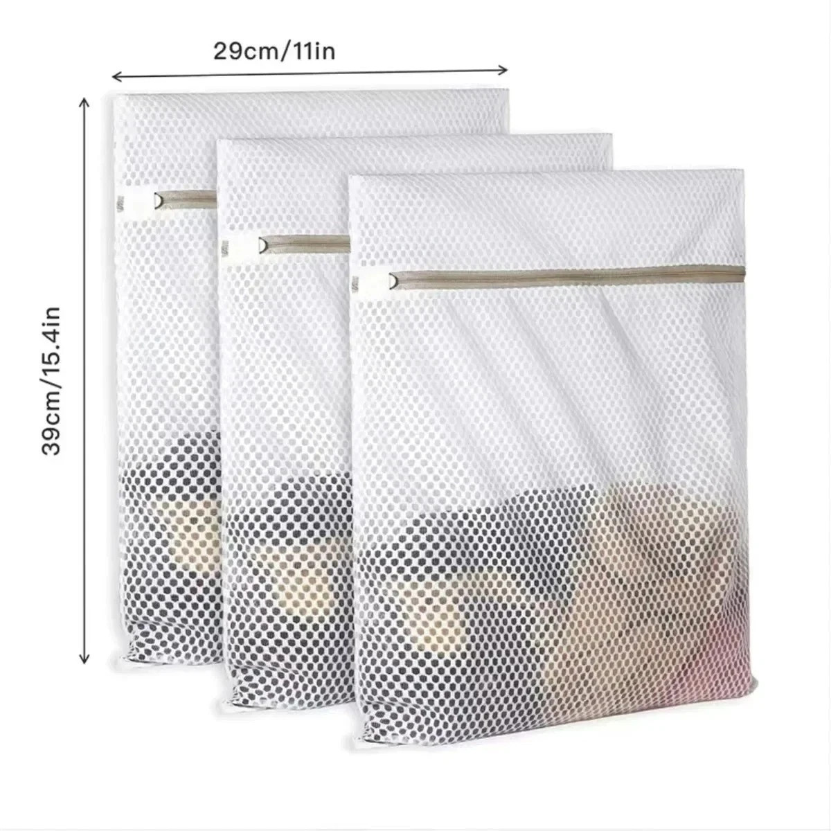 Mesh Laundry Bags for Delicates with Non Rust Zipper- White Laundry Bag