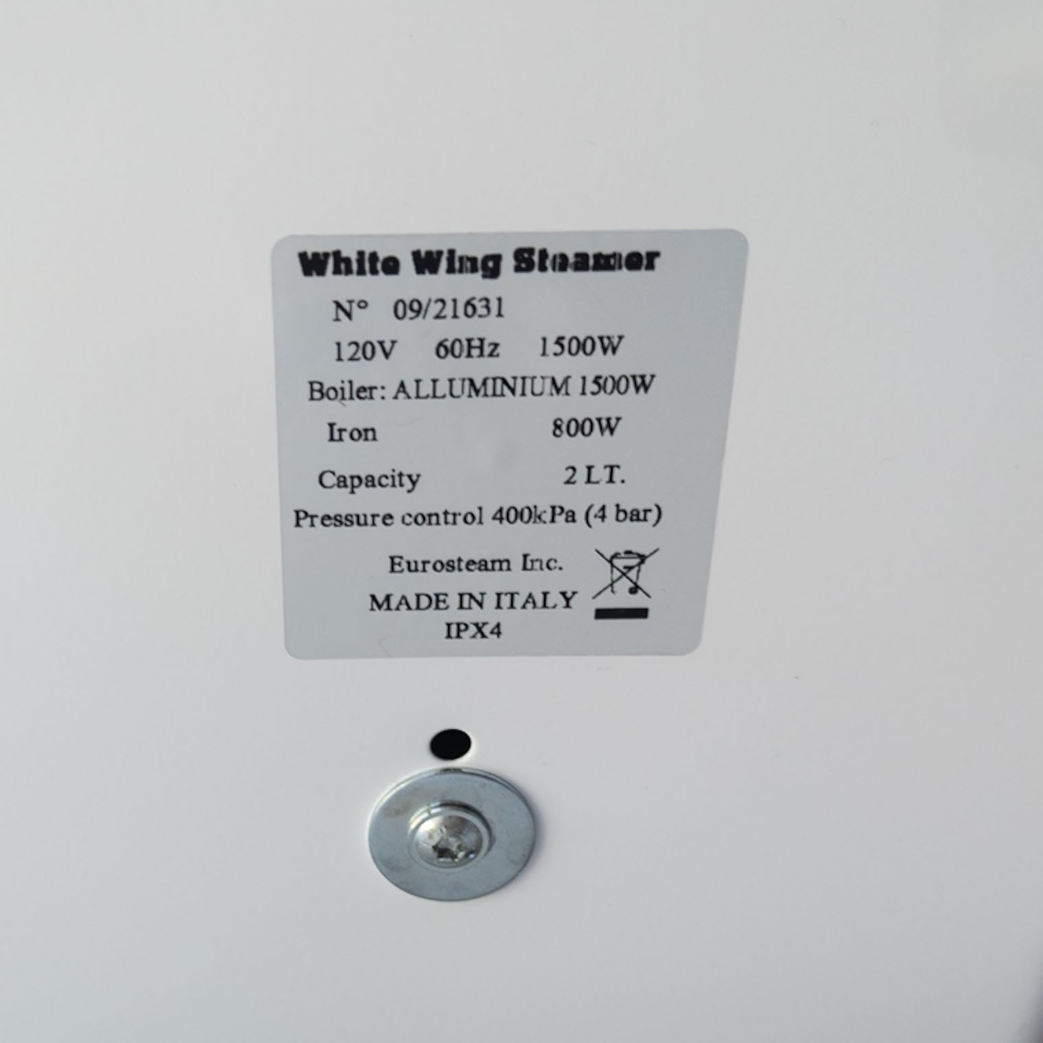 White Wing Steamer Professional Cleaner 21631–2 Liter 1500 Watts – Italy Works!